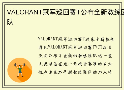 VALORANT冠军巡回赛T公布全新教练团队